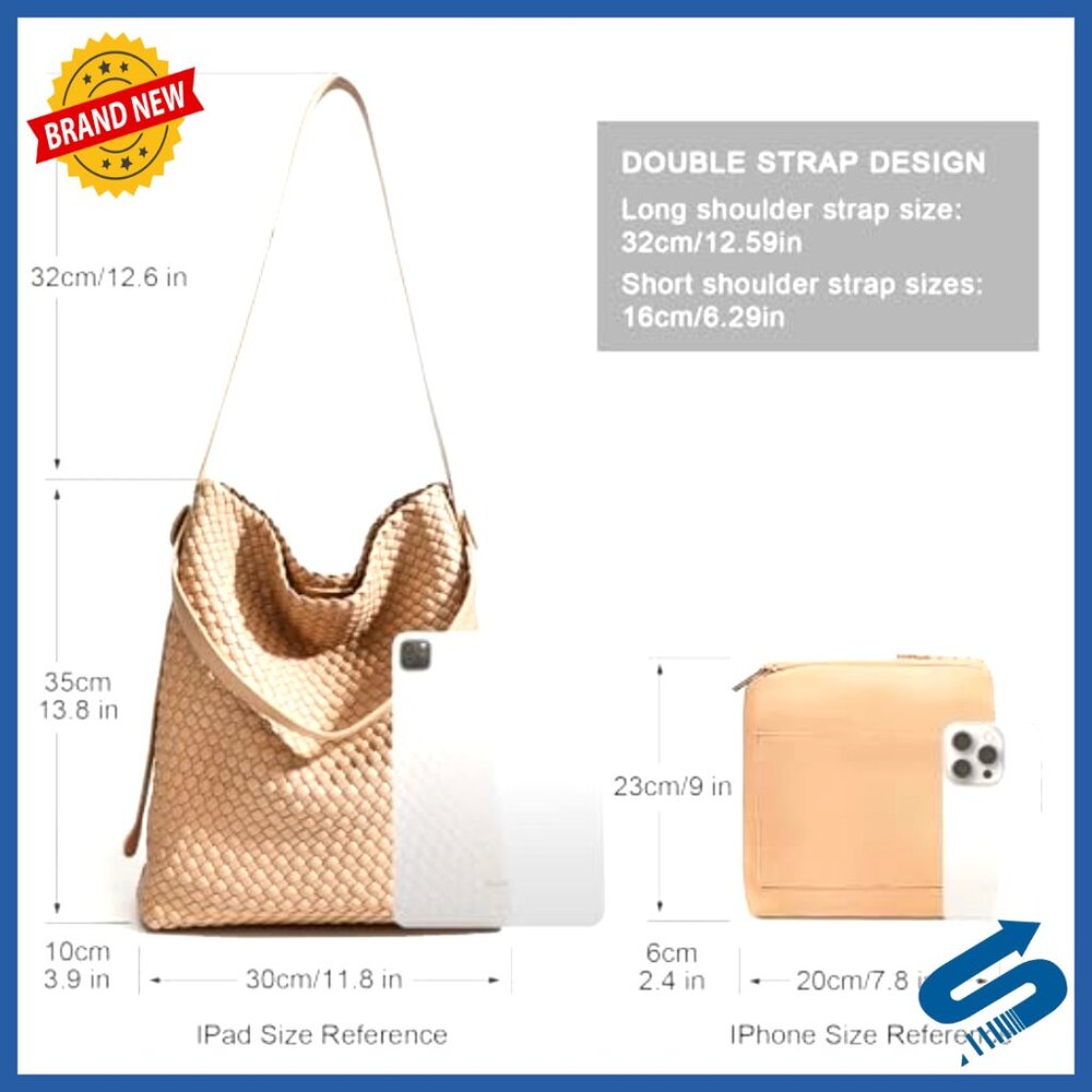 Large Woven Tote Vegan Leather Shoulder Bag Fashion Travel Shopper Handbag Purse - Picture 2 of 6